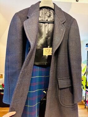 Vintage 50s Maurice L Rothschild Herringbone Melton Wool Overcoat Union Made 48L